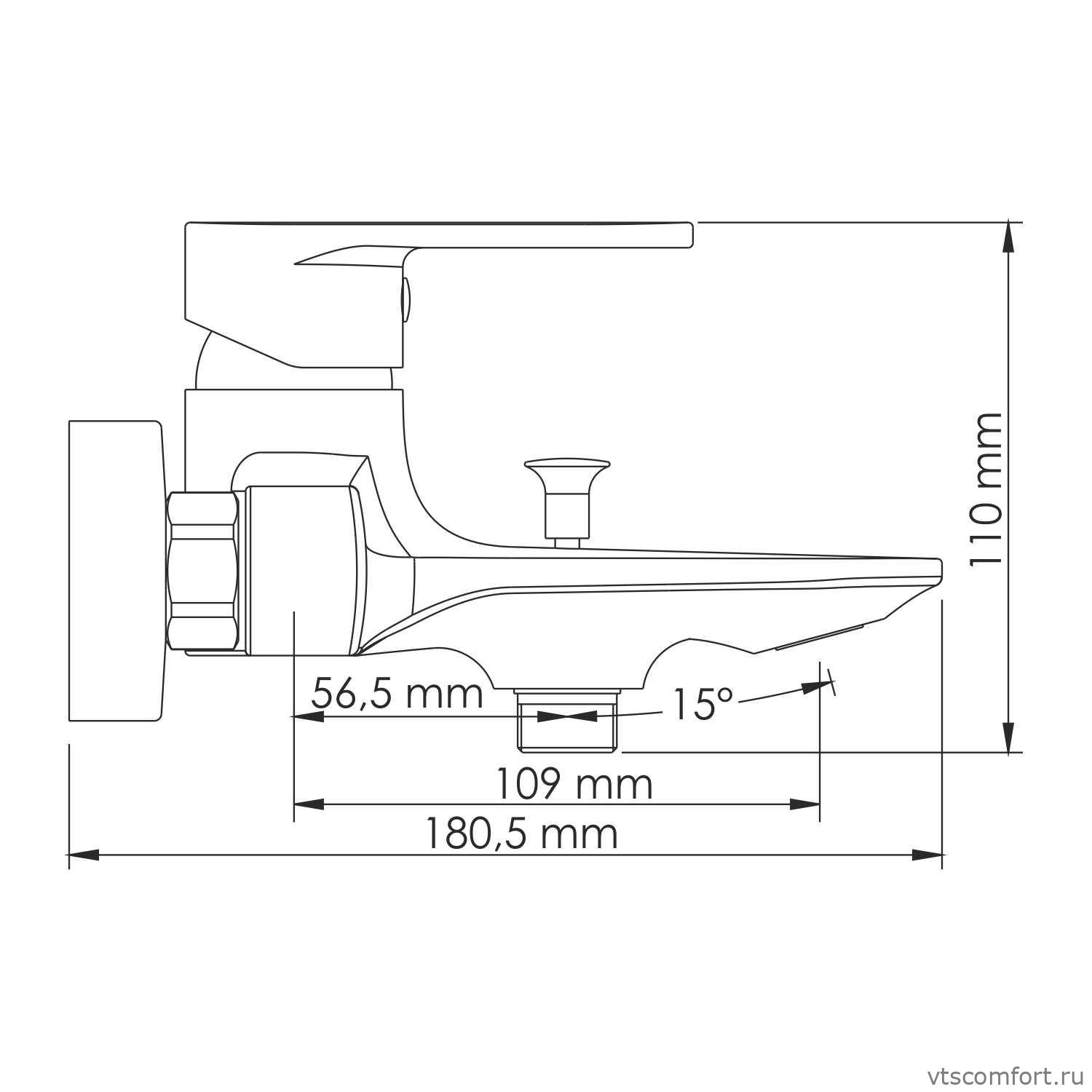 Фото WasserKraft Elbe 7401 Смеситель для ванны с коротким изливом Изображение WasserKraft Elbe 7401 Смеситель для ванны с коротким изливом
