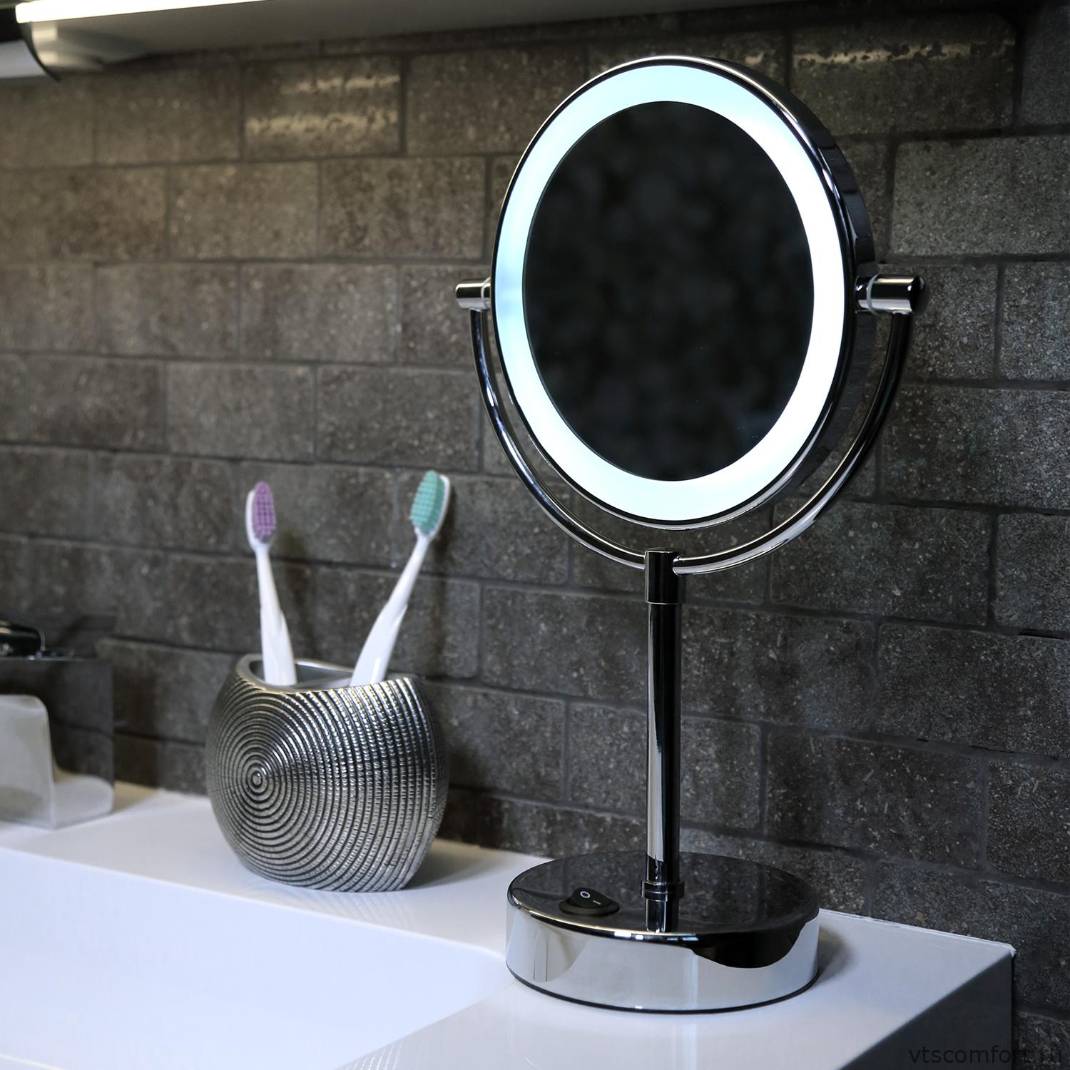 Фото WasserKraft K-1005 Зеркало с LED-подсветкой двухстороннее, с 3-кратным увеличением Изображение WasserKraft K-1005 Зеркало с LED-подсветкой двухстороннее, с 3-кратным увеличением
