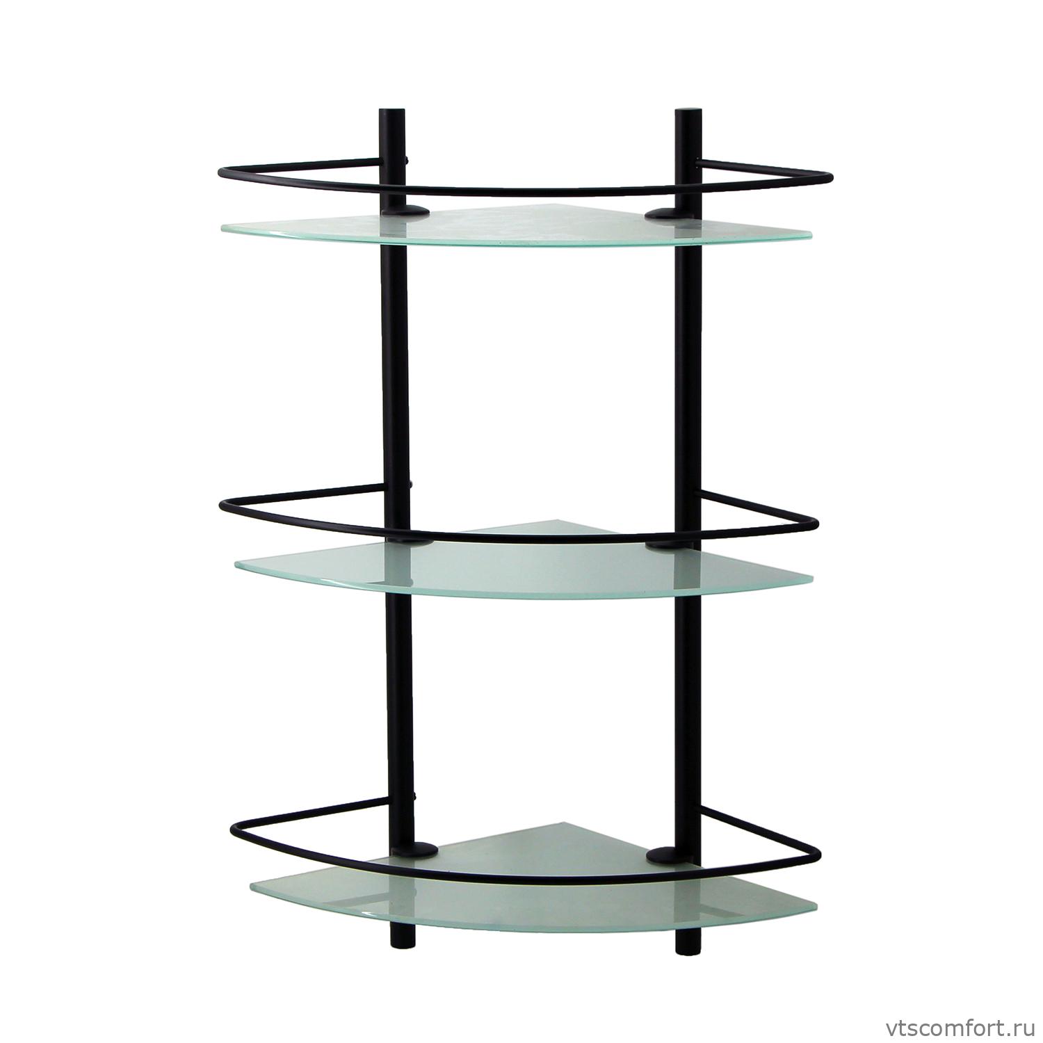 Фото WasserKraft K-3133BLACK Полка стеклянная тройная Изображение WasserKraft K-3133BLACK Полка стеклянная тройная