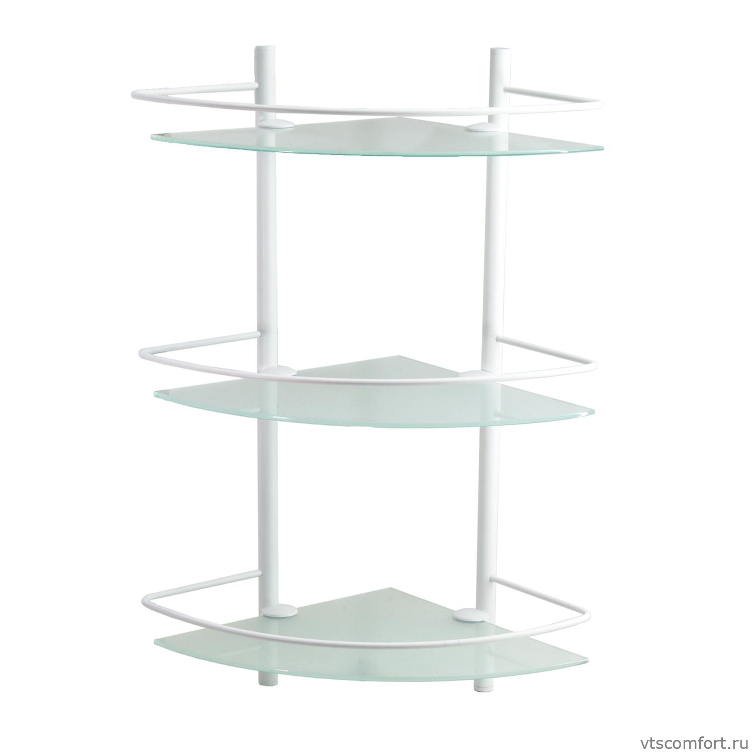 Фото WasserKraft K-3133WHITE Полка стеклянная тройная Изображение WasserKraft K-3133WHITE Полка стеклянная тройная