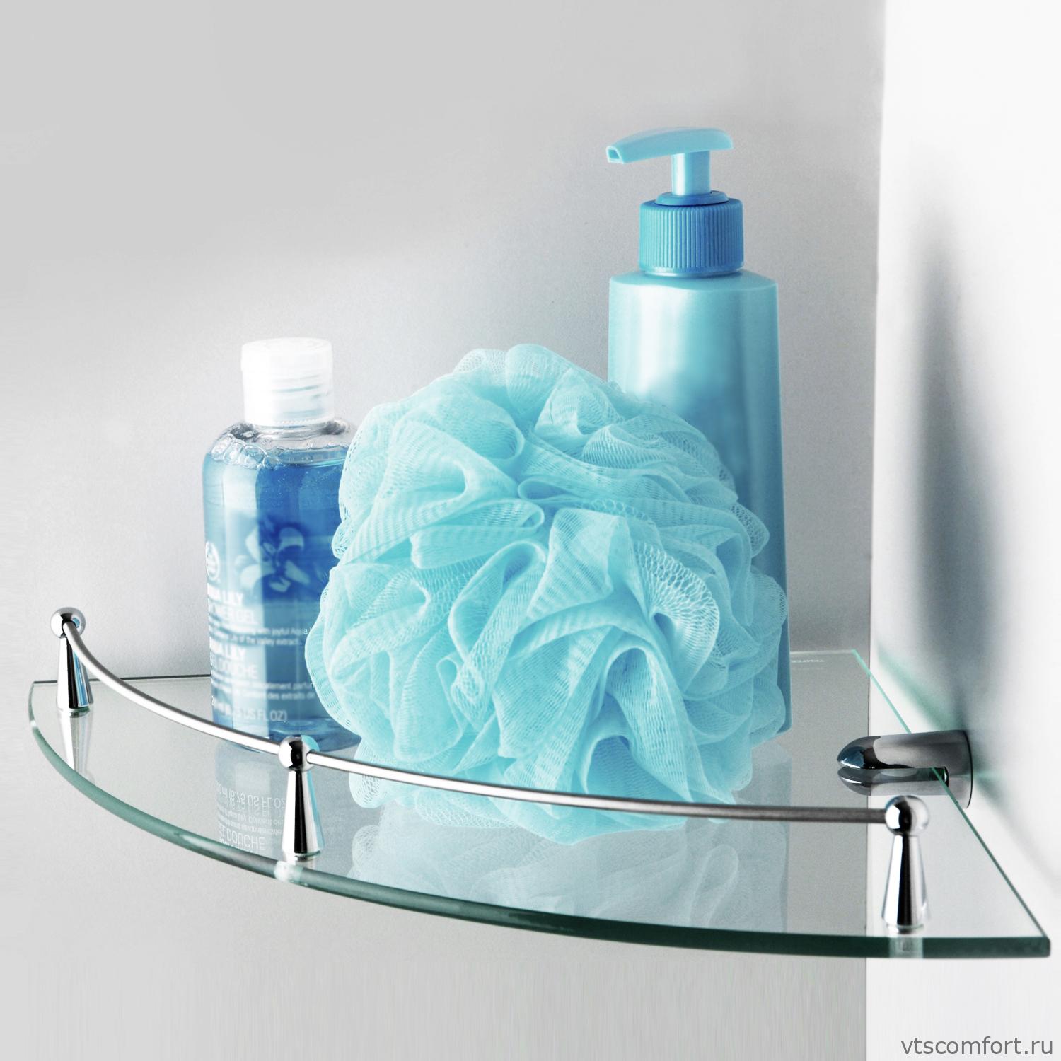 Фото WasserKraft K-544 Полка стеклянная угловая Изображение WasserKraft K-544 Полка стеклянная угловая