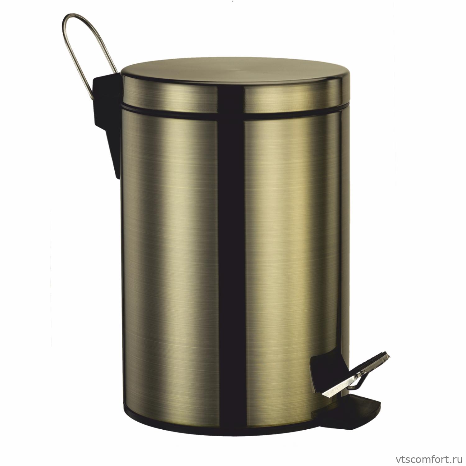 Фото WasserKraft K-645 Ведро для мусора с педалью 5 литров бронза Изображение WasserKraft K-645 Ведро для мусора с педалью 5 литров бронза