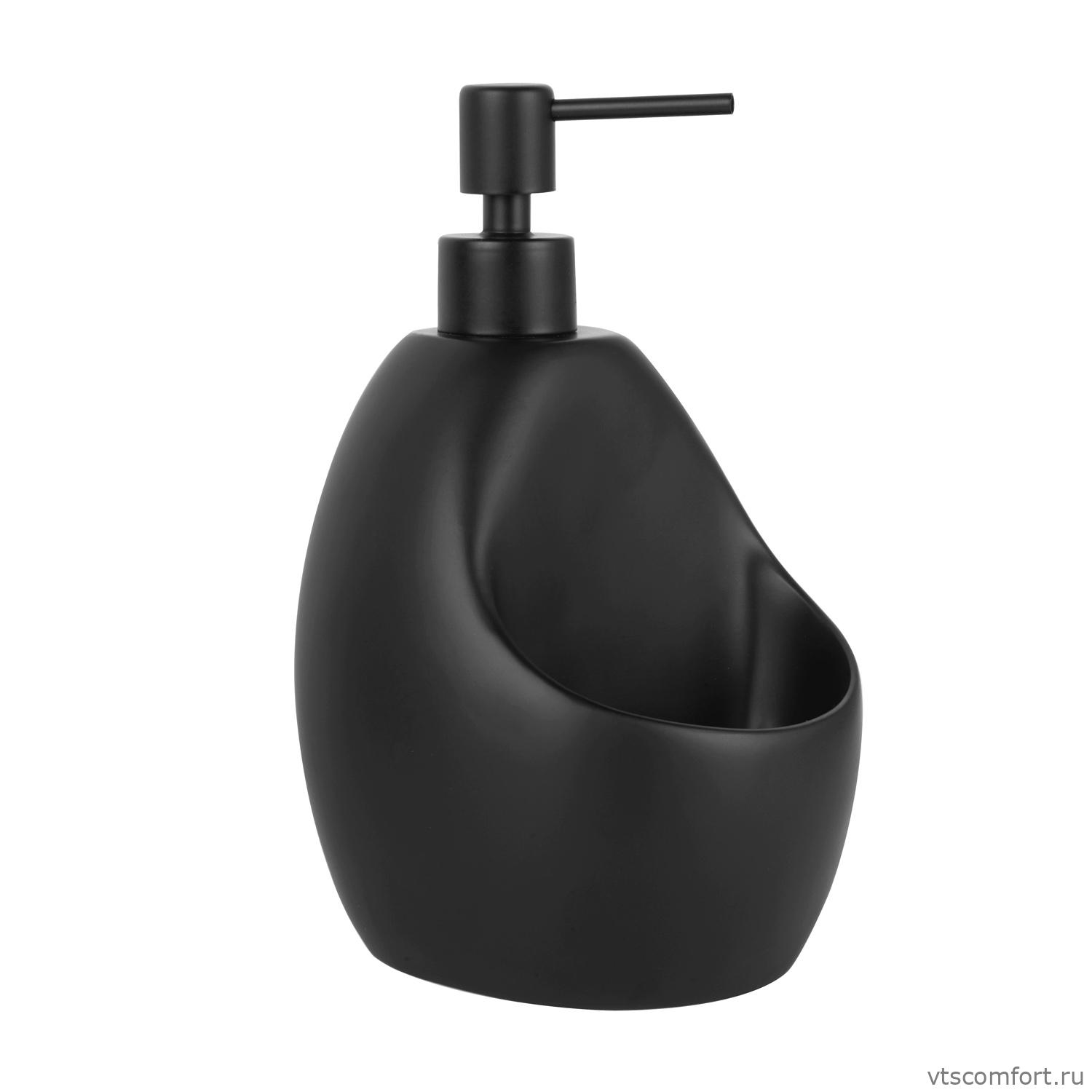 Фото WasserKraft K-8099BLACK Дозатор с емкостью для губки Изображение WasserKraft K-8099BLACK Дозатор с емкостью для губки