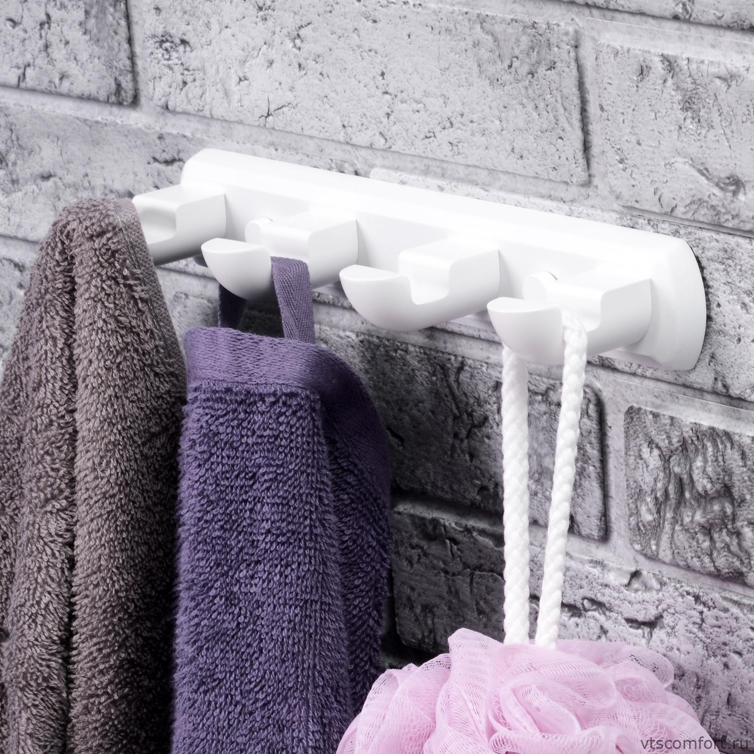 Фото WasserKraft Kammel K-8374WHITE Кронштейн настенный 4 крючка Изображение WasserKraft Kammel K-8374WHITE Кронштейн настенный 4 крючка