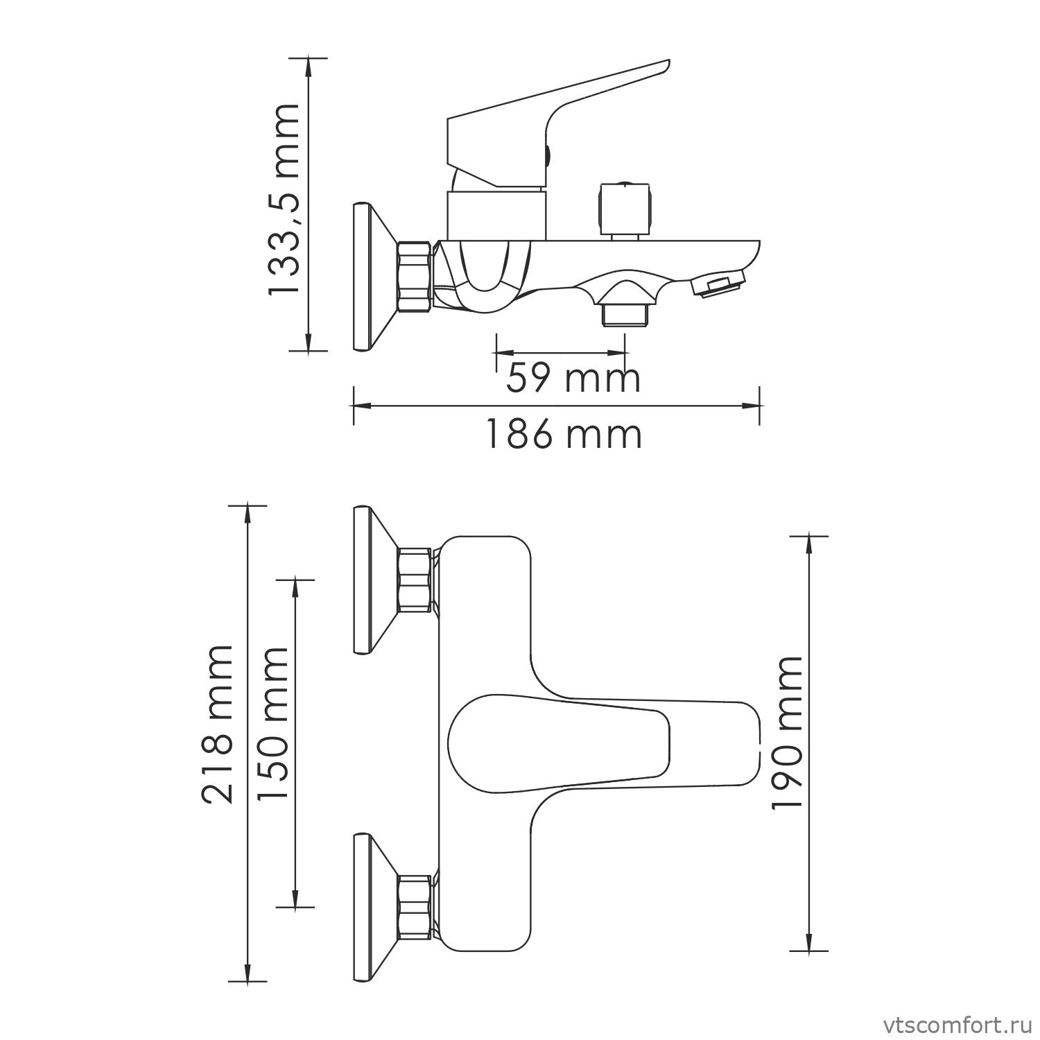 Фото WasserKraft Lippe 4501 Смеситель для ванны с коротким изливом Изображение WasserKraft Lippe 4501 Смеситель для ванны с коротким изливом
