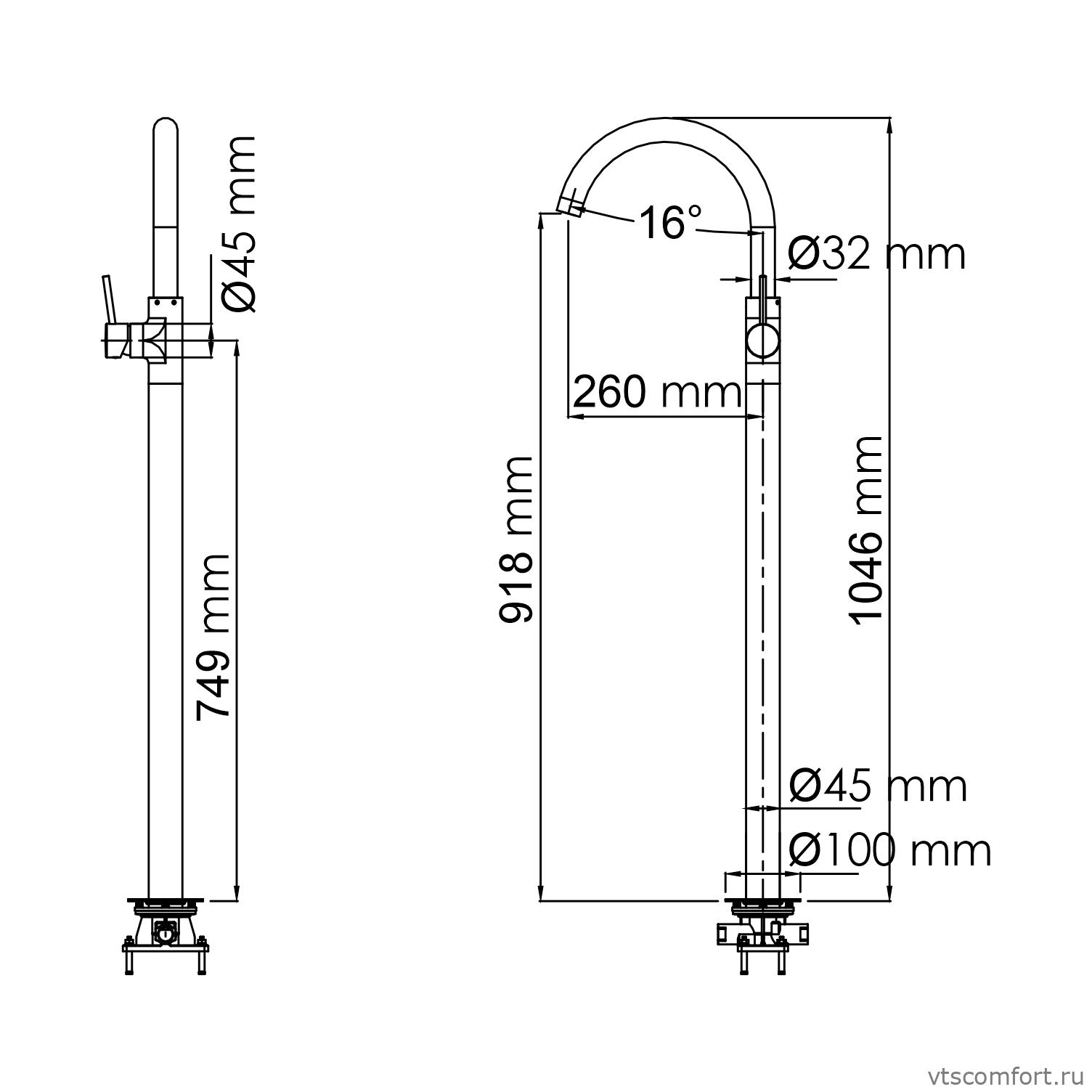 Фото WasserKraft Main 4153 Напольный смеситель для раковины Изображение WasserKraft Main 4153 Напольный смеситель для раковины