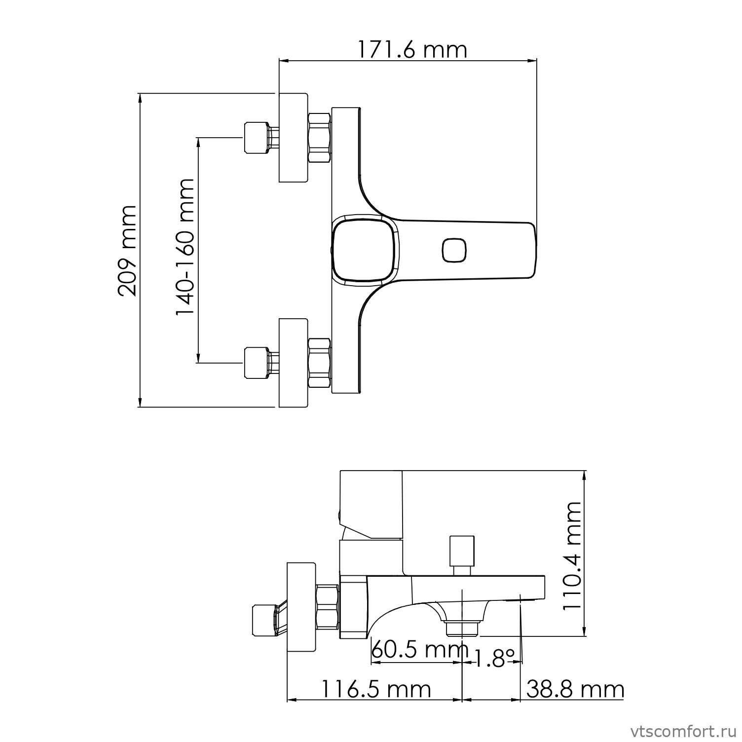 Фото WasserKraft Naab 8601 Смеситель для ванны и душа Изображение WasserKraft Naab 8601 Смеситель для ванны и душа