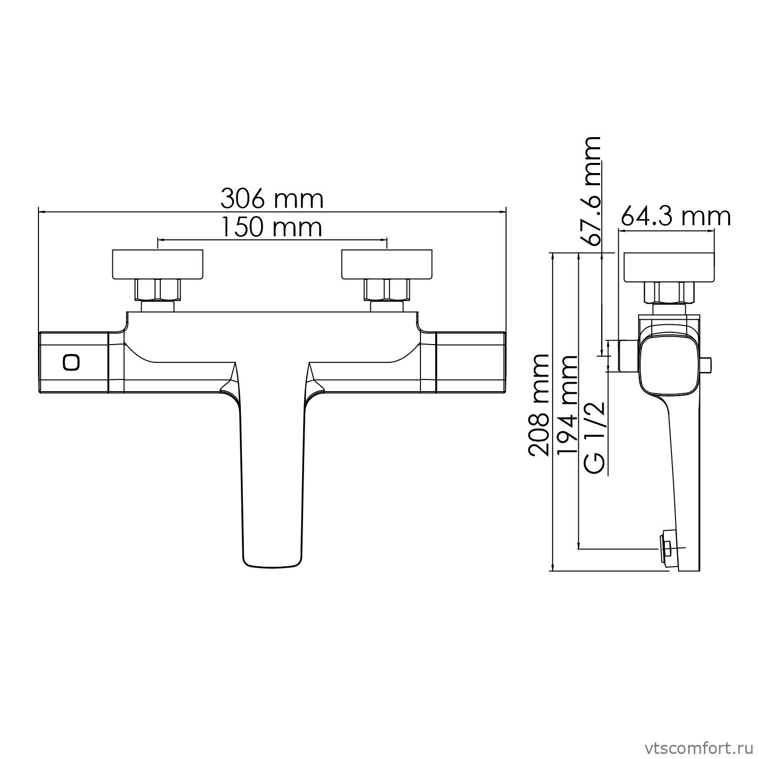 Фото WasserKraft Naab 8611 Thermo Смеситель для ванны и душа с термостатом Изображение WasserKraft Naab 8611 Thermo Смеситель для ванны и душа с термостатом
