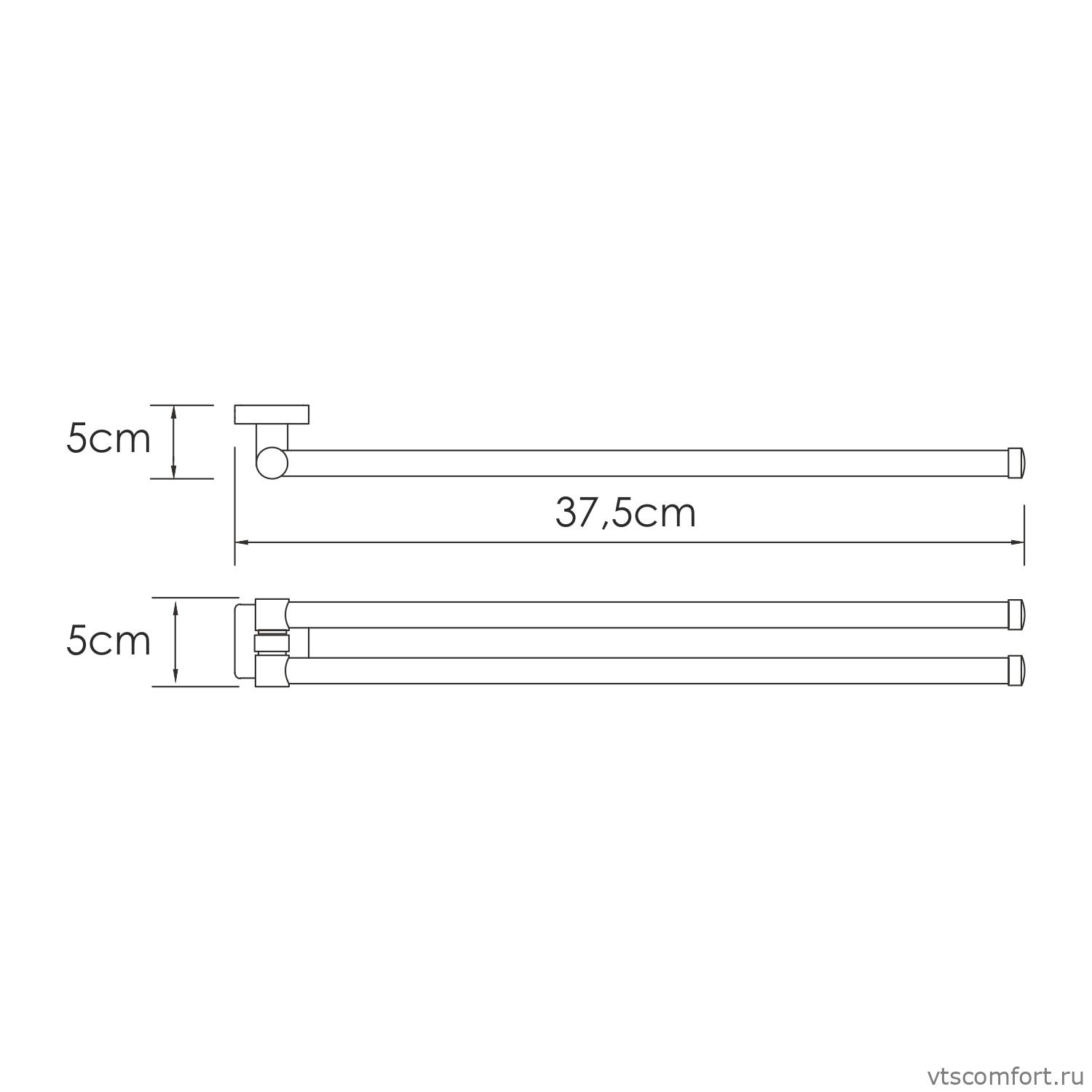 Фото WasserKraft Rhin K-8731 Держатель полотенец двойной Изображение WasserKraft Rhin K-8731 Держатель полотенец двойной
