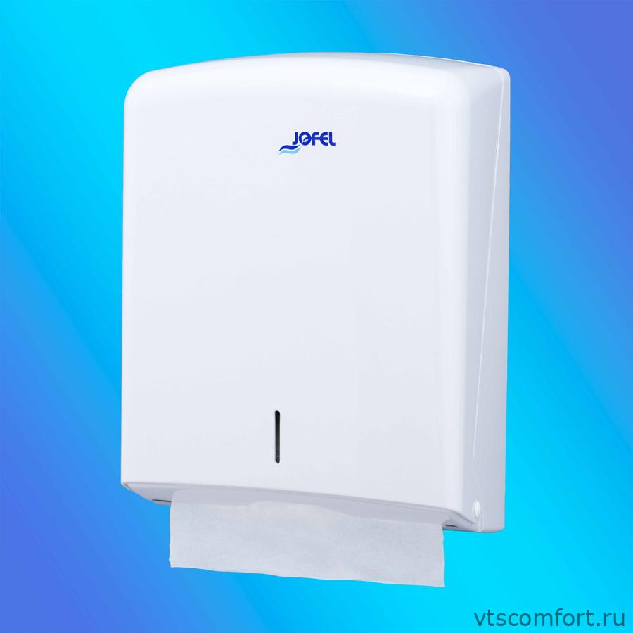 Фото Диспенсер для бумажных полотенец Jofel AH33000 белый пластик Изображение Диспенсер для бумажных полотенец Jofel AH33000 белый пластик
