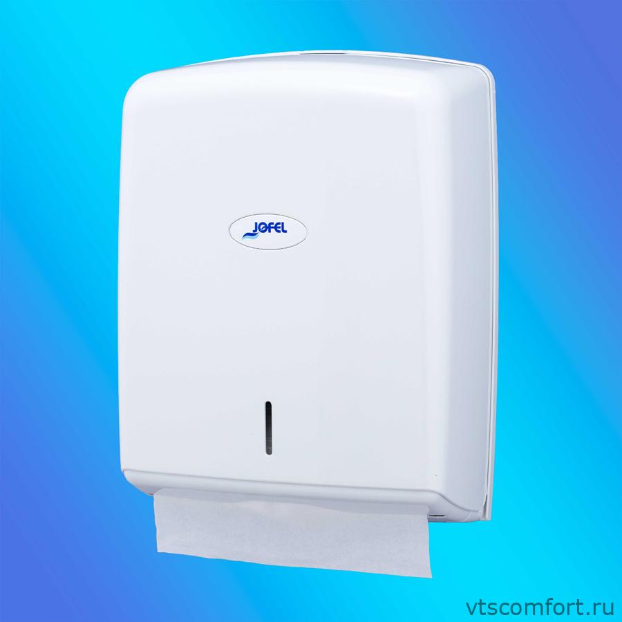 Фото Диспенсер для бумажных полотенец Jofel AH37000 белый пластик Изображение Диспенсер для бумажных полотенец Jofel AH37000 белый пластик