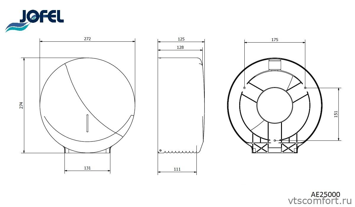 Фото Диспенсер туалетной бумаги Jofel AE25000 матовая нержавейка Изображение Диспенсер туалетной бумаги Jofel AE25000 матовая нержавейка