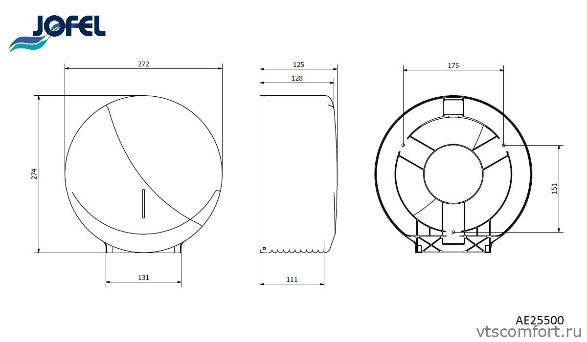 Фото Диспенсер туалетной бумаги Jofel AE25500 глянцевая нержавейка Изображение Диспенсер туалетной бумаги Jofel AE25500 глянцевая нержавейка