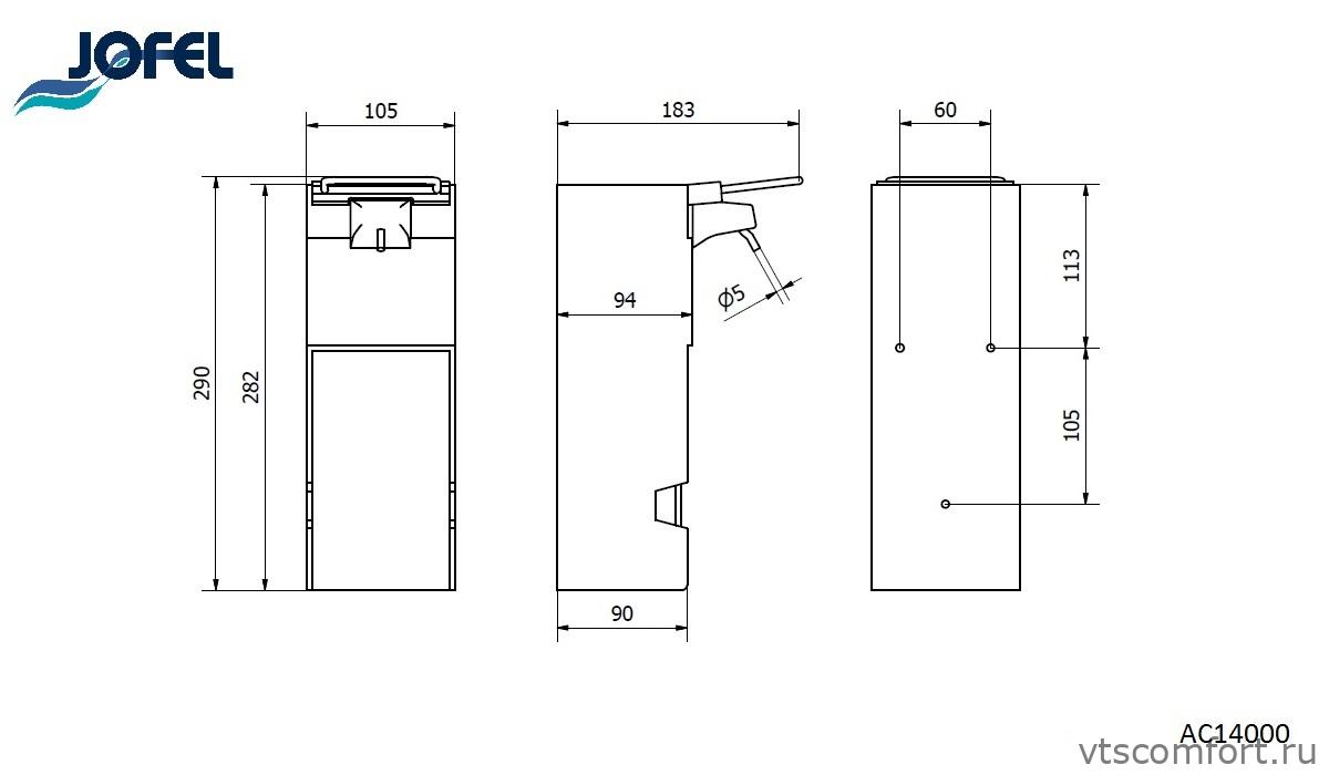 Фото Дозатор для жидкого мыла Jofel AC14000 1000 мл локтевой Изображение Дозатор для жидкого мыла Jofel AC14000 1000 мл локтевой