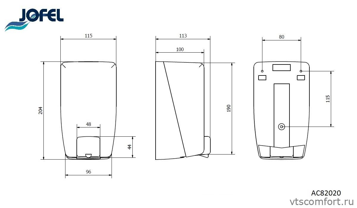 Фото Дозатор для жидкого мыла Jofel AC82020 1000 мл наливной белый Изображение Дозатор для жидкого мыла Jofel AC82020 1000 мл наливной белый
