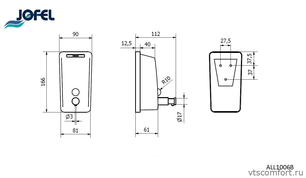 Фото Дозатор для жидкого мыла Jofel ALL1006B 500 мл глянцевая сталь Изображение Дозатор для жидкого мыла Jofel ALL1006B 500 мл глянцевая сталь