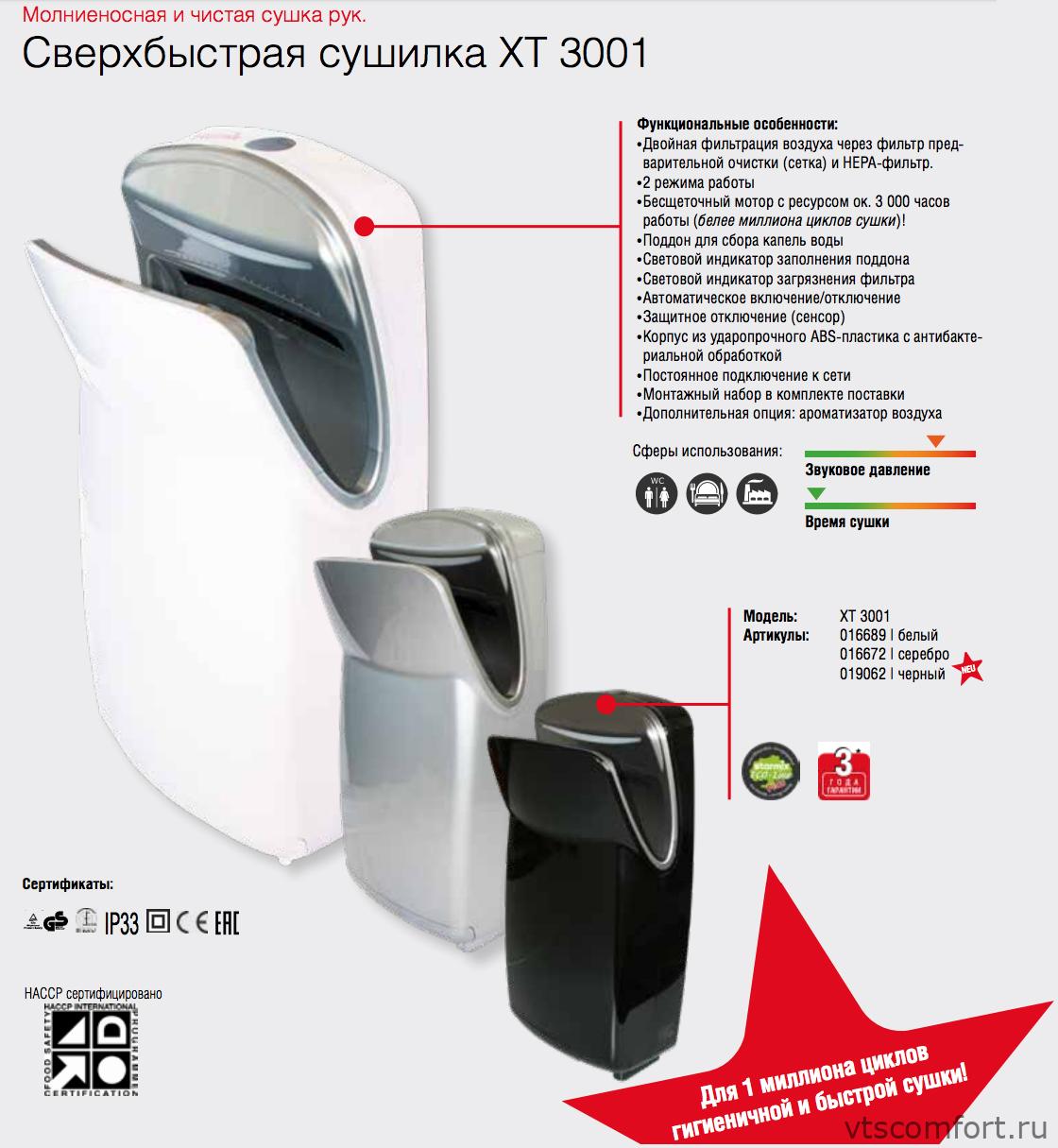 Фото Погружная скоростная сушилка для рук Starmix XT 3001 белая Изображение Погружная скоростная сушилка для рук Starmix XT 3001 белая