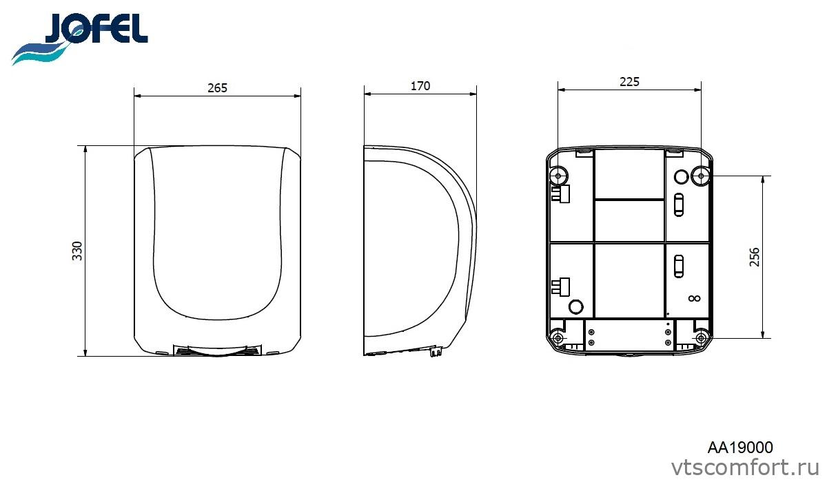 Фото Сушилка для рук Jofel AA19600 1400Вт черный пластик Изображение Сушилка для рук Jofel AA19600 1400Вт черный пластик