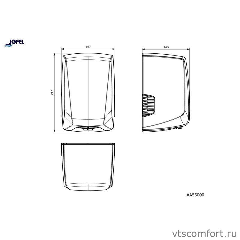 Фото Сушилка для рук Jofel AA56000 1200Вт белый пластик Изображение Сушилка для рук Jofel AA56000 1200Вт белый пластик