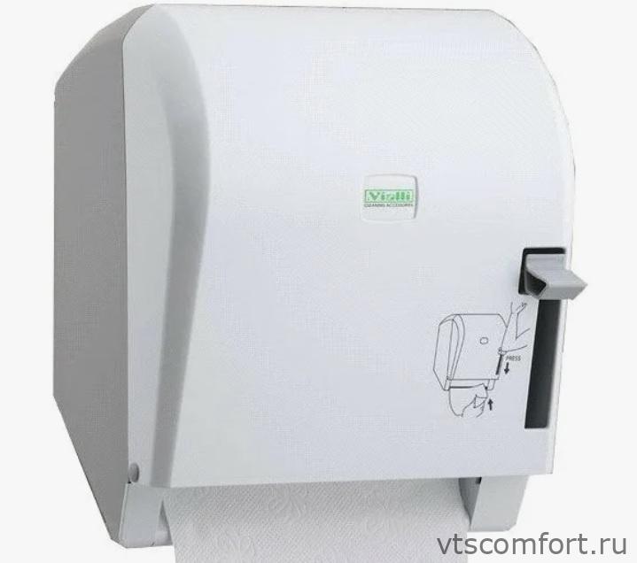 Фото Диспенсер рулонных полотенец с ручным обрезанием бумаги Vialli K8 белый Изображение Диспенсер рулонных полотенец с ручным обрезанием бумаги Vialli K8 белый
