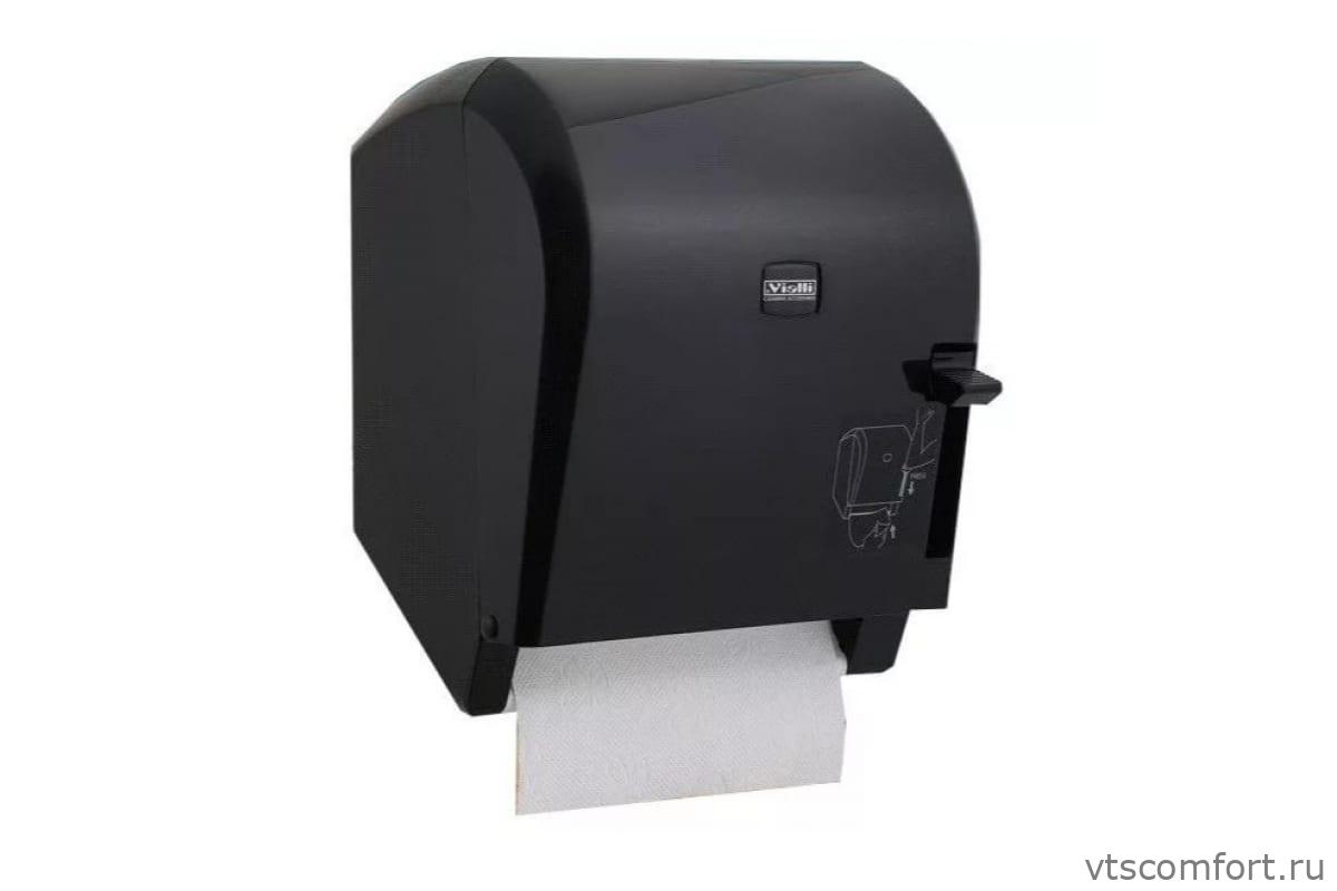 Фото Диспенсер рулонных полотенец с ручным обрезанием бумаги Vialli K8B черный Изображение Диспенсер рулонных полотенец с ручным обрезанием бумаги Vialli K8B черный