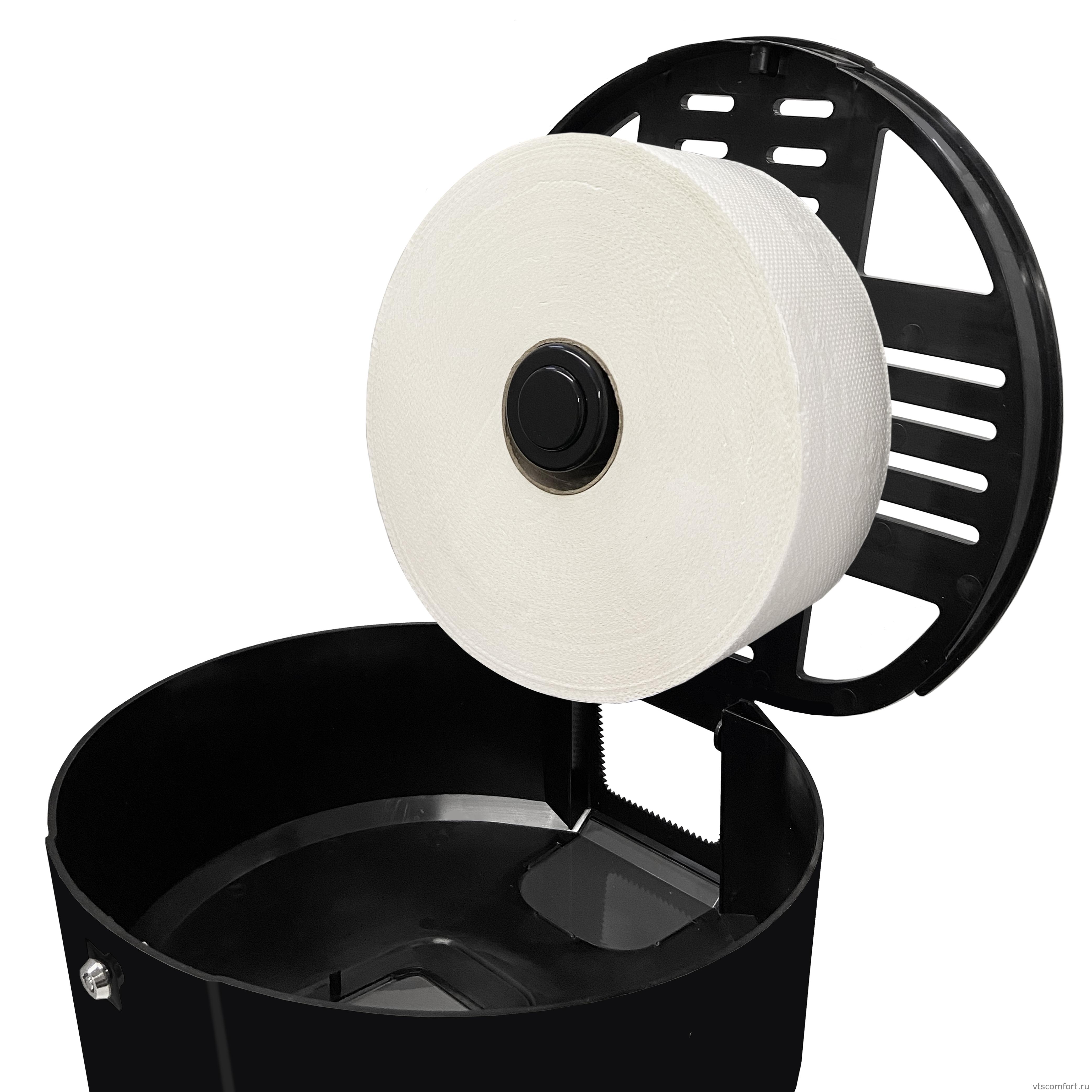 Фото Диспенсер туалетной бумаги HOR-21213304 черный пластик Изображение Диспенсер туалетной бумаги HOR-21213304 черный пластик