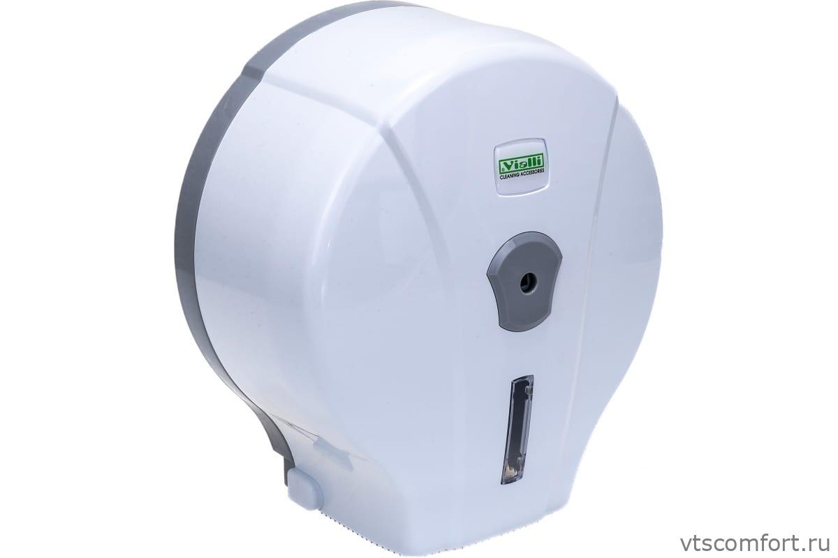 Фото Диспенсер туалетной бумаги Vialli MJ1 мини белый пластик Изображение Диспенсер туалетной бумаги Vialli MJ1 мини белый пластик