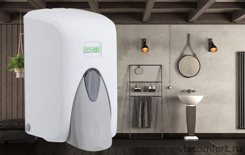 Фото Дозатор жидкого мыла Vialli S5 500мл белый пластик Изображение Дозатор жидкого мыла Vialli S5 500мл белый пластик