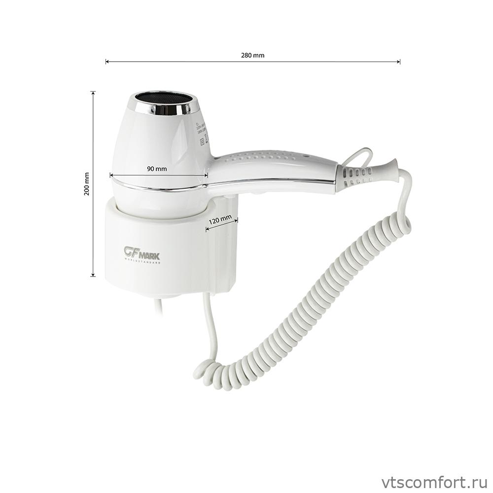 Фото GFmark 6832 Фен настенный для волос 1800 Вт белый Изображение GFmark 6832 Фен настенный для волос 1800 Вт белый