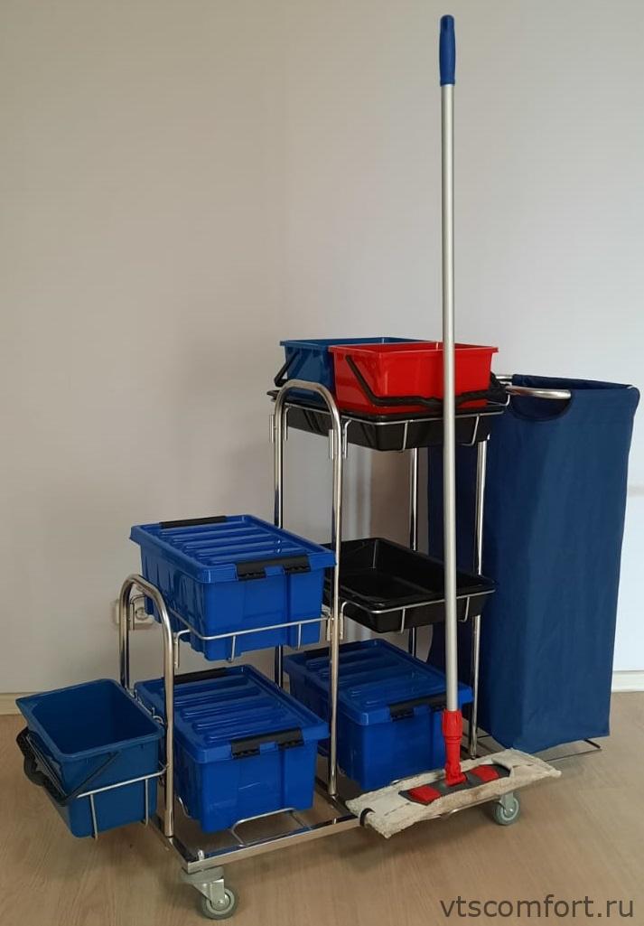 Фото Сервисная уборочная тележка Metal Clean Моника Стандарт Изображение Сервисная уборочная тележка Metal Clean Моника Стандарт
