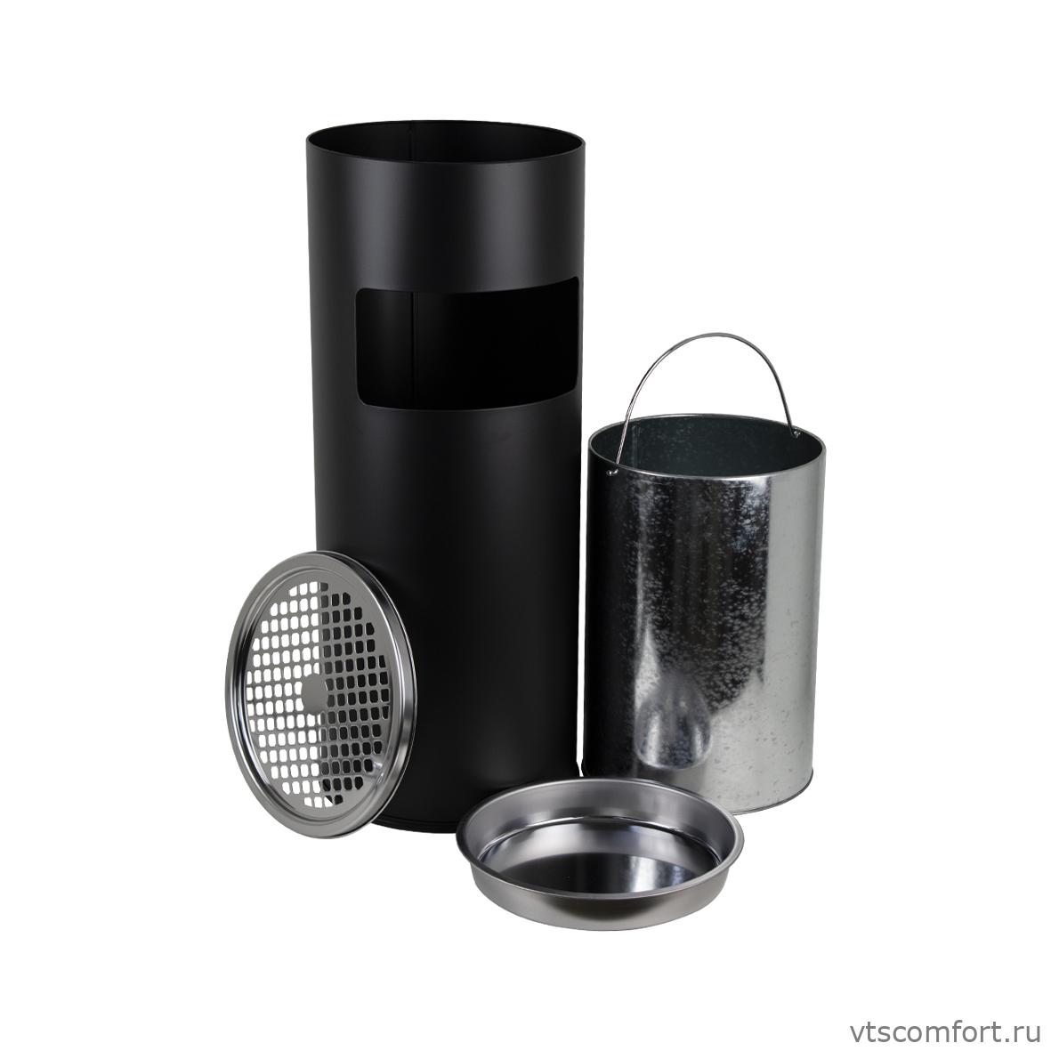 Фото САНАКС 4019 Урна черная из нержавейки с внутренним ведром Изображение САНАКС 4019 Урна черная из нержавейки с внутренним ведром