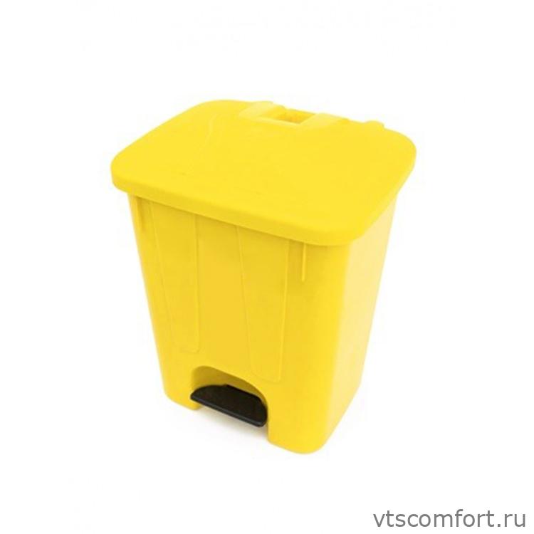 Фото Мусорный бак Telkar 40018 25л пластик с крышкой и педалью желтый Изображение Мусорный бак Telkar 40018 25л пластик с крышкой и педалью желтый