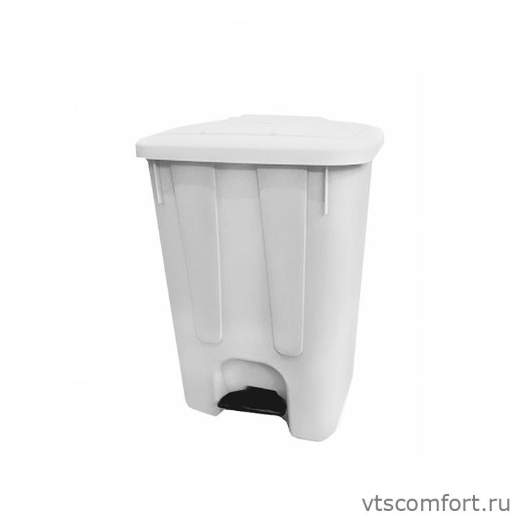 Фото Мусорный бак Telkar 40028 40л пластик с крышкой и педалью белый Изображение Мусорный бак Telkar 40028 40л пластик с крышкой и педалью белый