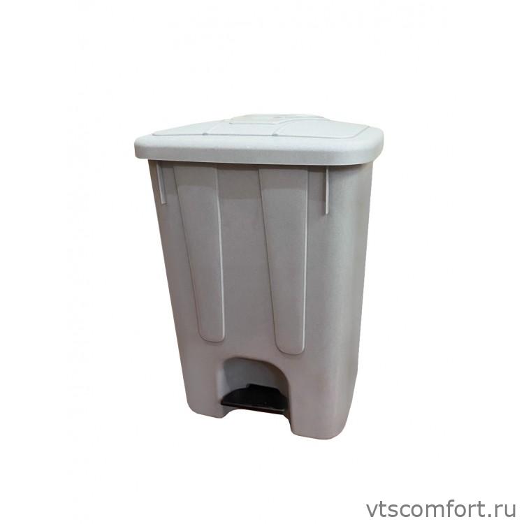 Фото Мусорный бак Telkar 50011 40л пластик с крышкой и педалью серый Изображение Мусорный бак Telkar 50011 40л пластик с крышкой и педалью серый