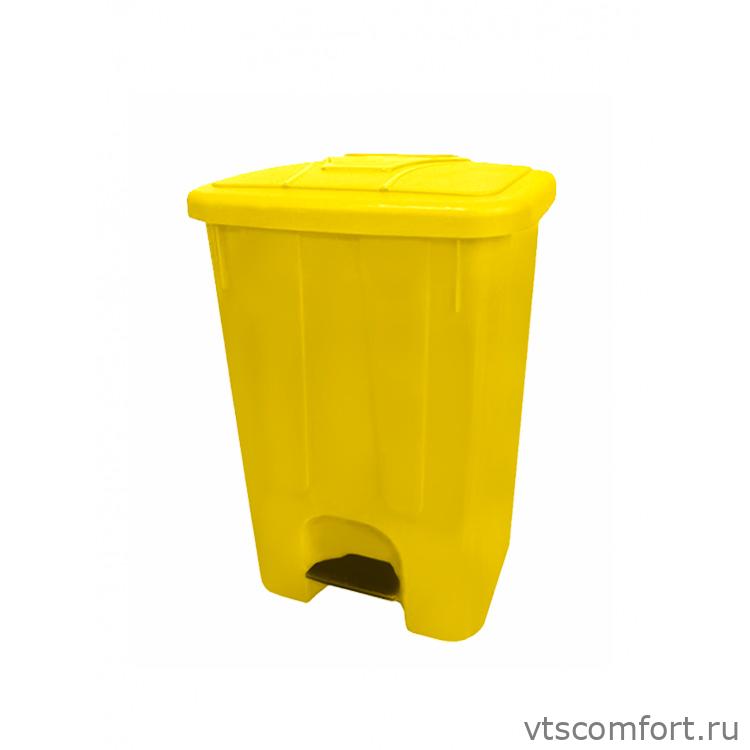 Фото Мусорный бак Telkar 50013 40л пластик с крышкой и педалью желтый Изображение Мусорный бак Telkar 50013 40л пластик с крышкой и педалью желтый