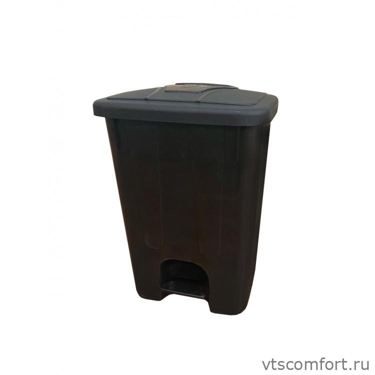 Фото Мусорный бак Telkar 50019 25л пластик с крышкой и педалью черный Изображение Мусорный бак Telkar 50019 25л пластик с крышкой и педалью черный