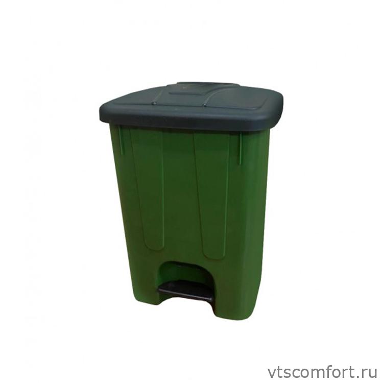 Фото Мусорный бак Telkar 50024 25л пластик с крышкой и педалью зеленый Изображение Мусорный бак Telkar 50024 25л пластик с крышкой и педалью зеленый