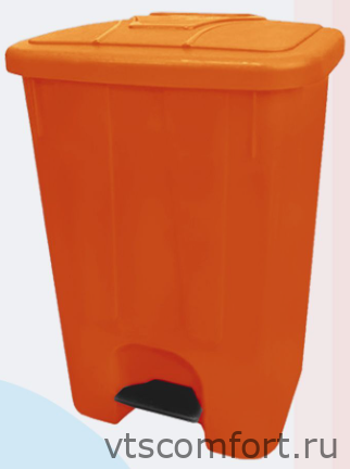Фото Мусорный бак Telkar 50083 40л пластик с крышкой и педалью оранжевый Изображение Мусорный бак Telkar 50083 40л пластик с крышкой и педалью оранжевый