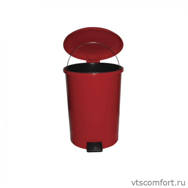 Фото Мусорный бак Telkar 50006 40л пластик с крышкой и педалью красный Изображение Мусорный бак Telkar 50006 40л пластик с крышкой и педалью красный