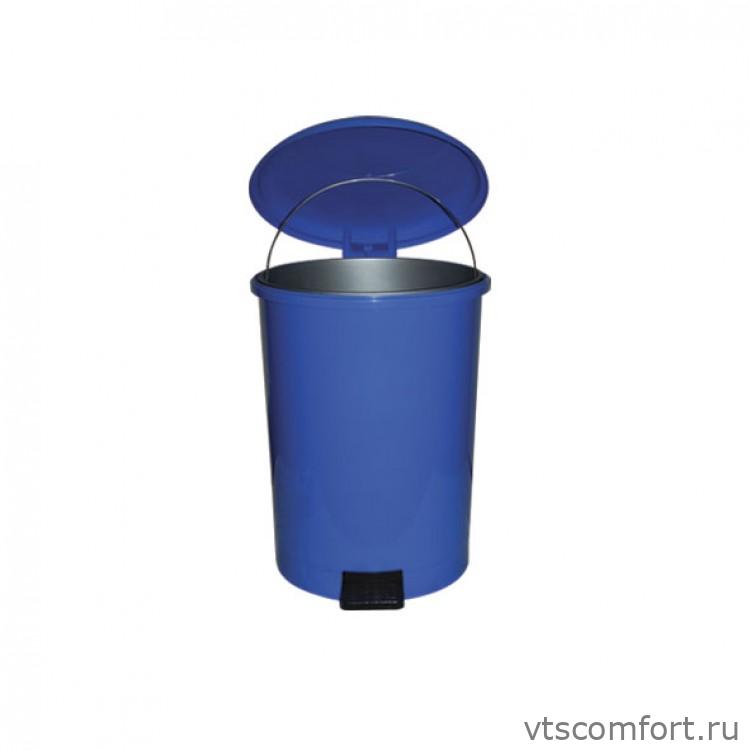 Фото Мусорный бак Telkar 50008 40л пластик с крышкой и педалью синий Изображение Мусорный бак Telkar 50008 40л пластик с крышкой и педалью синий